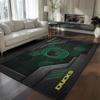 Oregon Ducks Rug - Hexagonal Grid Pattern Green