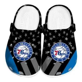 Philadelphia 76ers Clogs - Stellar Stripes Theme Blue Black