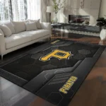 Pittsburgh Pirates Rug - Hexagonal Grid Pattern Black