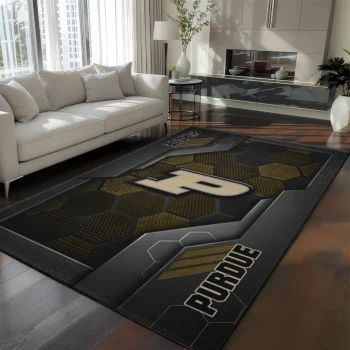 Purdue Boilermakers Rug - Hexagonal Grid Pattern Gold