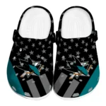 San Jose Sharks Clogs - Stellar Stripes Theme Teal Black