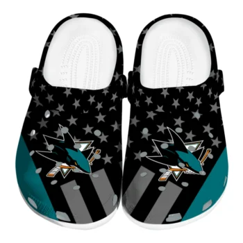 San Jose Sharks Clogs - Stellar Stripes Theme Teal Black