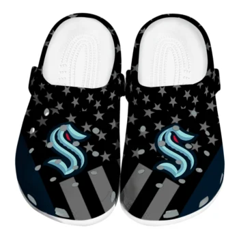 Seattle Kraken Clogs - Stellar Stripes Theme Blue Black