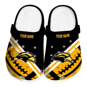 Southern Miss Golden Eagles Clogs - Personalized Football Motif Black