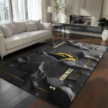 Southern Miss Golden Eagles Rug - Cracked Surface Design Black