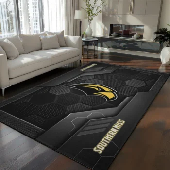 Southern Miss Golden Eagles Rug - Hexagonal Grid Pattern Black