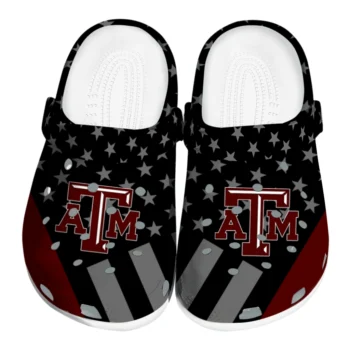 Texas A&M Aggies Clogs - Stellar Stripes Theme Maroon Black