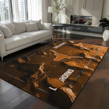 Texas Longhorns Rug - Cracked Surface Design Orange