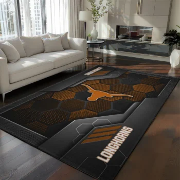Texas Longhorns Rug - Hexagonal Grid Pattern Orange