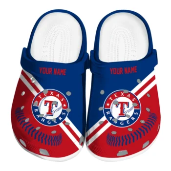Texas Rangers Clogs - Customized Baseball Motif Blue