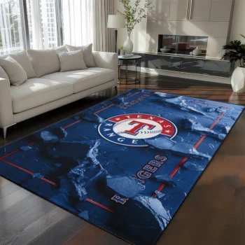 Texas Rangers Rug - Cracked Surface Design Blue