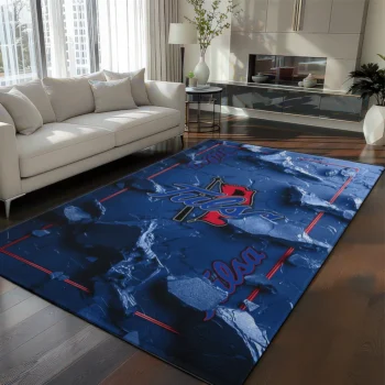 Tulsa Golden Hurricane Rug - Cracked Surface Design Blue