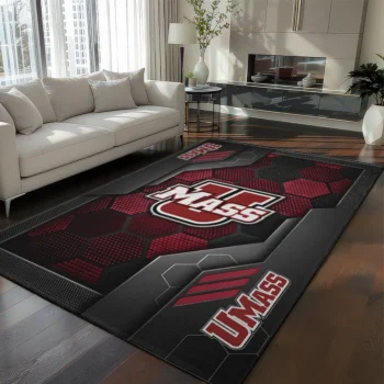 UMass Minutemen Rug - Hexagonal Grid Pattern Red