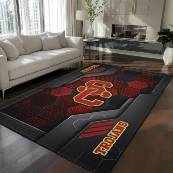 USC Trojans Rug - Hexagonal Grid Pattern Red