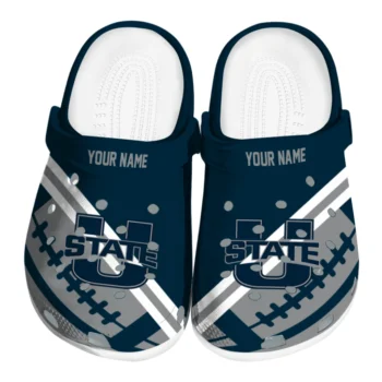 Utah State Aggies Clogs - Custom Football Motif Navy