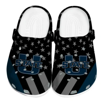 Utah State Aggies Clogs - Stellar Stripes Theme Navy Black