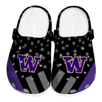 Washington Huskies Clogs - Stellar Stripes Theme Purple Black
