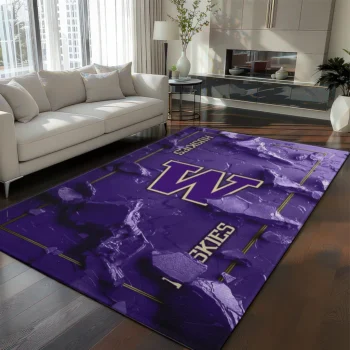 Washington Huskies Rug - Cracked Surface Design Purple