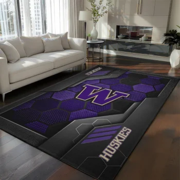 Washington Huskies Rug - Hexagonal Grid Pattern Purple