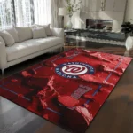 Washington Nationals Rug - Cracked Surface Design Red