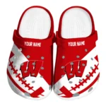 Wisconsin Badgers Clogs - Customized Football Motif Red