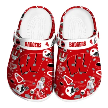 Wisconsin Badgers Clogs - Football Icons Red