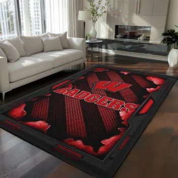 Wisconsin Badgers Rug - Torn Mesh Red