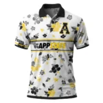 Appalachian State Mountaineers Polo Shirt Personalized Floral Pinstripe Black White Best Selling