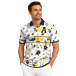 Appalachian State Mountaineers Polo Shirt Personalized Floral Pinstripe Black White Best Selling
