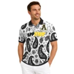 Appalachian State Mountaineers Polo Shirt Personalized Paisley Florals Black White Best Selling