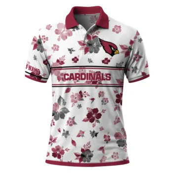 Arizona Cardinals Polo Shirt Custom Floral Pinstripe Red White Best Selling