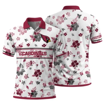 Arizona Cardinals Polo Shirt Custom Floral Pinstripe Red White Fashion Forward