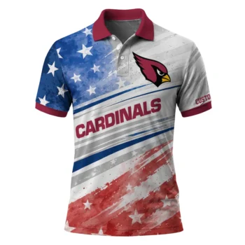 Arizona Cardinals Polo Shirt Custom Star Stripes Red Blue Best Selling