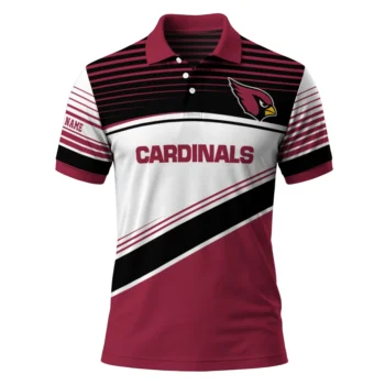 Arizona Cardinals Polo Shirt Personalized Slanted Stripes Red White Best Selling
