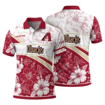 Arizona Diamondbacks Polo Shirt Personalized Floral Angles Red White Fashion Forward