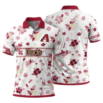 Arizona Diamondbacks Polo Shirt Personalized Floral Pinstripe Red White Fashion Forward
