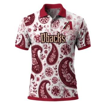 Arizona Diamondbacks Polo Shirt Personalized Paisley Florals Red White Best Selling
