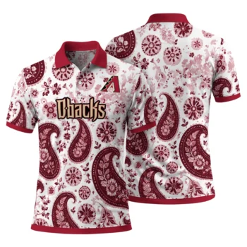 Arizona Diamondbacks Polo Shirt Personalized Paisley Florals Red White Fashion Forward