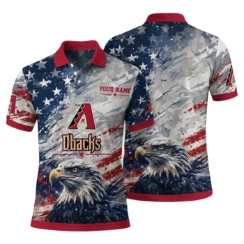 Arizona Diamondbacks Polo Shirt Personalized Star Brushstrokes Red Blue Fashion Forward