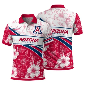 Arizona Wildcats Polo Shirt Custom Floral Angles Red White Fashion Forward