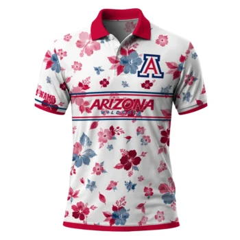 Arizona Wildcats Polo Shirt Custom Floral Pinstripe Red White Best Selling