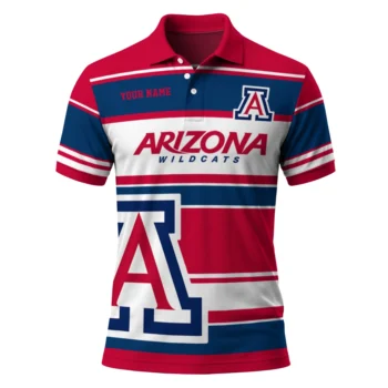 Arizona Wildcats Polo Shirt Custom Horizontal Blocks Red Best Selling