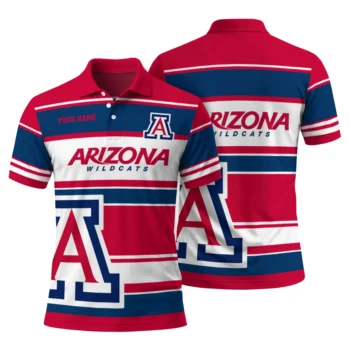 Arizona Wildcats Polo Shirt Custom Horizontal Blocks Red Fashion Forward