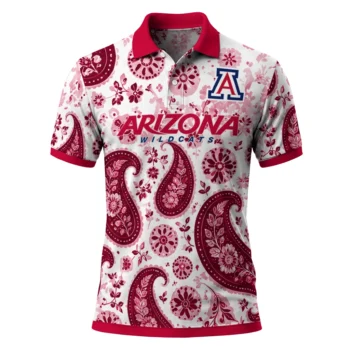 Arizona Wildcats Polo Shirt Custom Paisley Florals Red White Best Selling