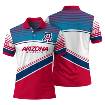 Arizona Wildcats Polo Shirt Custom Slanted Stripes Red White Fashion Forward