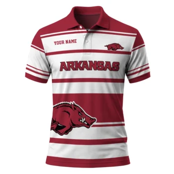 Arkansas Razorbacks Polo Shirt Custom Horizontal Blocks Red Best Selling