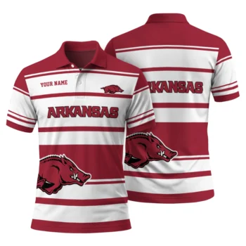 Arkansas Razorbacks Polo Shirt Custom Horizontal Blocks Red Fashion Forward