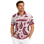 Arkansas Razorbacks Polo Shirt Custom Paisley Florals Red White Best Selling