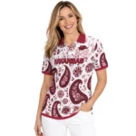 Arkansas Razorbacks Polo Shirt Custom Paisley Florals Red White Best Selling