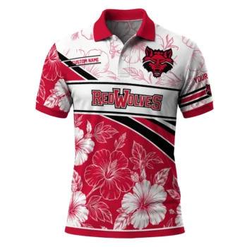 Arkansas State Red Wolves Polo Shirt Customized Floral Angles Scarlet White Best Selling